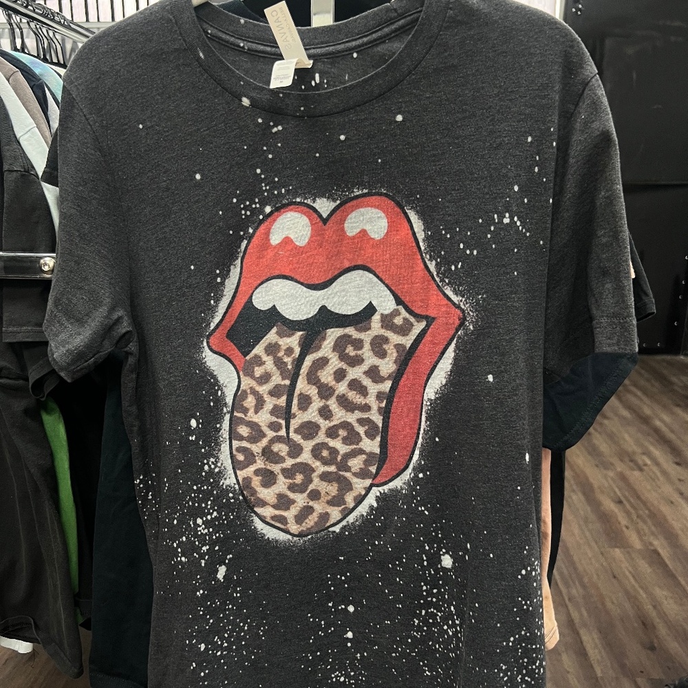 Vintage Rolling Stones Cheetah Tongue Tee | Women’s Medium Gray | Pre-Washed & R